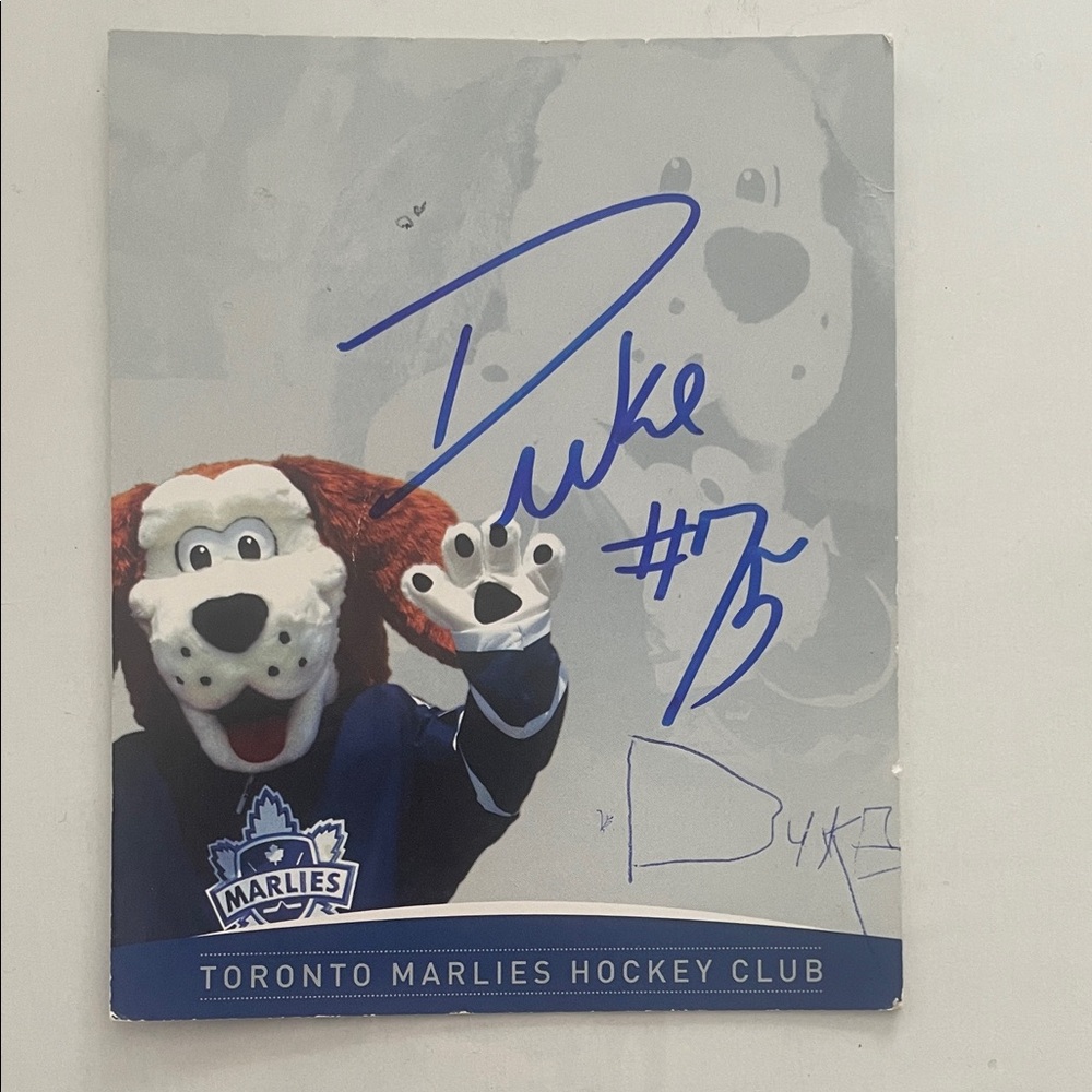 Authentic autographed original photo of Duke #75, Toronto Marlies mascot.